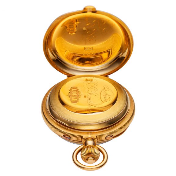 Swiss gold keyless split seconds chronograph Circa 1880 Swiss gold keyless split seconds chronograph Circa 1880