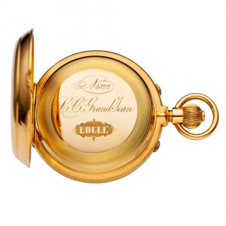 Swiss gold keyless split seconds chronograph Circa 1880