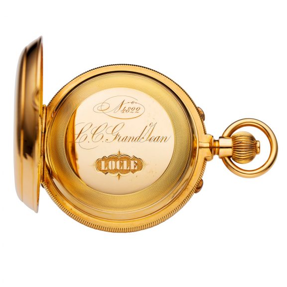 Swiss gold keyless split seconds chronograph Circa 1880 Swiss gold keyless split seconds chronograph Circa 1880