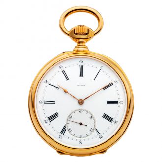 French 18K gold open faced double dialled lever watch Circa 1850
