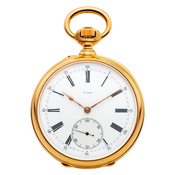 French 18K gold open faced double dialled lever watch Circa 1850 French 18K gold open faced double dialled lever watch Circa 1850