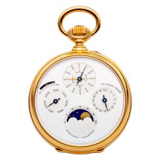 French 18K gold open faced double dialled lever watch Circa 1850