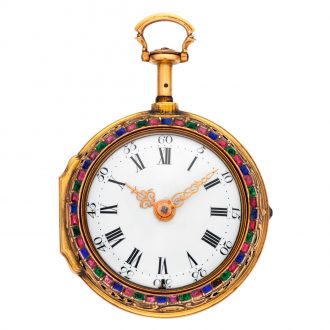 Fine English gilt and faux gemstone set repeating watch Circa 1750
