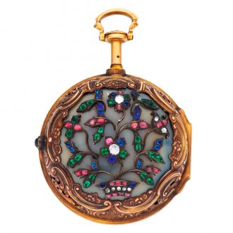 Fine English gilt and faux gemstone set repeating watch Circa 1750