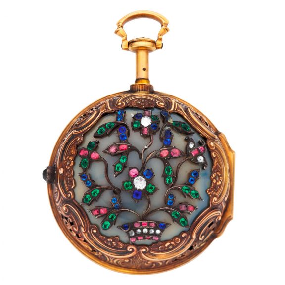 Fine English gilt and faux gemstone set repeating watch Circa 1750