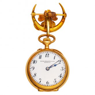 Swiss 18 carat gold and enamel lever watch with brooch Circa 1890