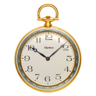 French 18 carat gold and enamel open faced lever watch Circa 1920