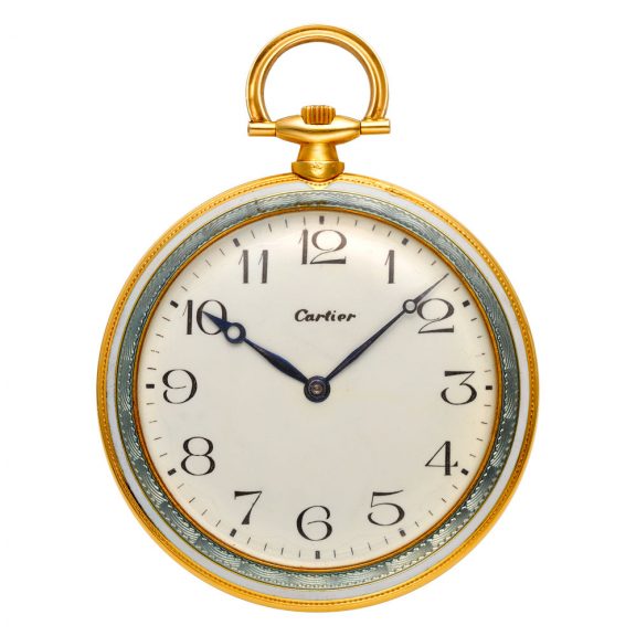 French 18 carat gold and enamel open faced lever watch Circa 1920