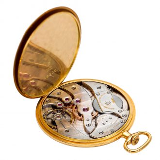 Thin Swiss 18K gold open faced lever pocket watch Circa 1920 Thin Swiss 18K gold open faced lever pocket watch Circa 1920