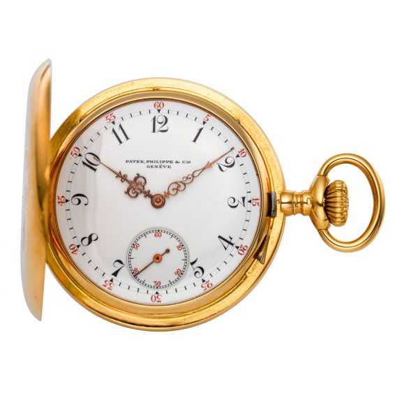 Swiss 18K gold hunting cased lever pocket watch Circa 1906