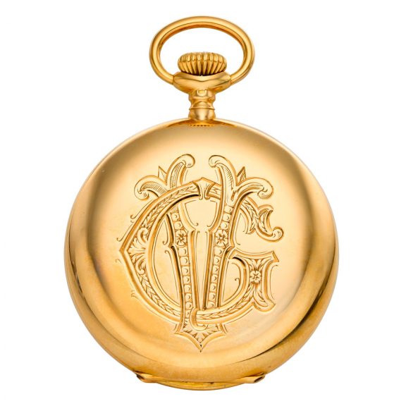 Swiss 18K gold hunting cased lever pocket watch Circa 1906 Swiss 18K gold hunting cased lever pocket watch Circa 1906