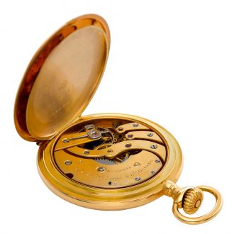 Swiss 18K gold hunting cased lever pocket watch Circa 1906