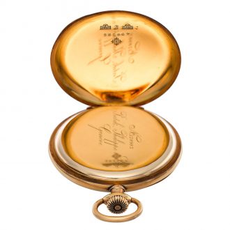 Swiss 14 carat gold open faced lever pocket watch Circa 1913