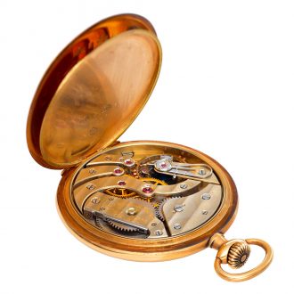 Swiss 14 carat gold open faced lever pocket watch Circa 1913