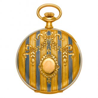 Swiss 18 carat gold and enamel open faced lever watch Circa 1905