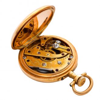Small Swiss 18 carat gold open faced lever pendant watch Circa 1900 Small Swiss 18 carat gold open faced lever pendant watch Circa 1900