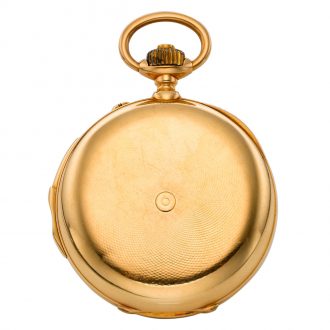 Swiss gold hunting cased minute repeating lever watch Circa 1910
