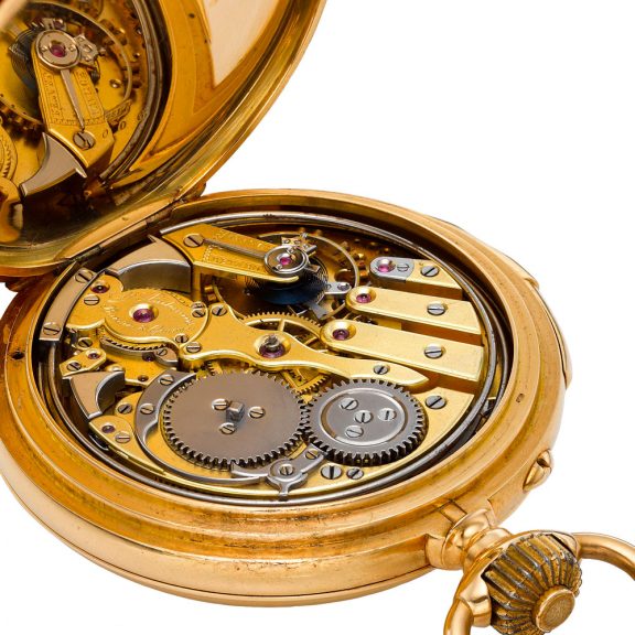 Swiss gold hunting cased minute repeating lever watch Circa 1910 Swiss gold hunting cased minute repeating lever watch Circa 1910