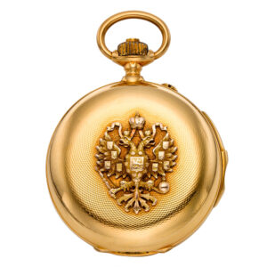 Swiss gold hunting cased minute repeating lever watch Circa 1910
