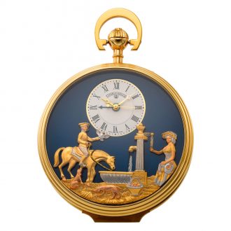 Swiss gold plated keyless lever with hidden erotic scene Circa 2005