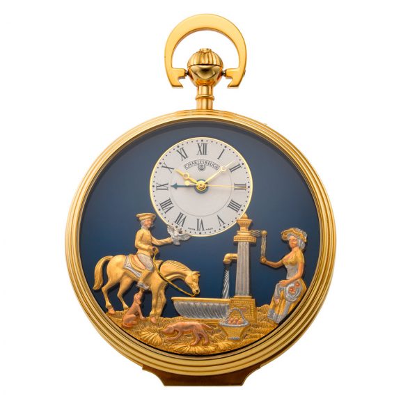 Swiss gold plated keyless lever with hidden erotic scene Circa 2005
