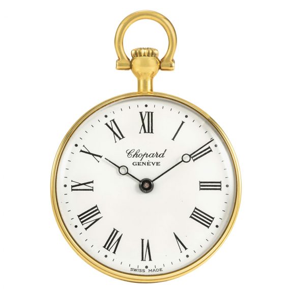 Swiss 18 carat gold open faced lever pendant watch Circa 1977