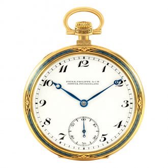 Swiss 18 carat gold and enamel open faced lever watch Circa 1902