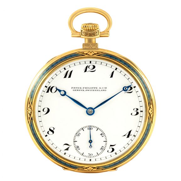 Swiss 18 carat gold and enamel open faced lever watch Circa 1902 Swiss 18 carat gold and enamel open faced lever watch Circa 1902
