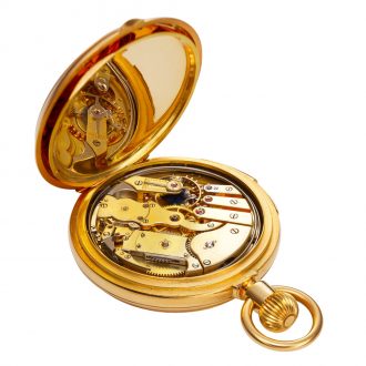Swiss 18K gold hunting cased repeating lever watch Circa 1878