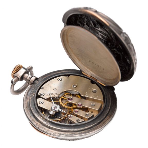 Swiss silver Louis XV style lever watch with chain Circa 1892 Swiss silver Louis XV style lever watch with chain Circa 1892