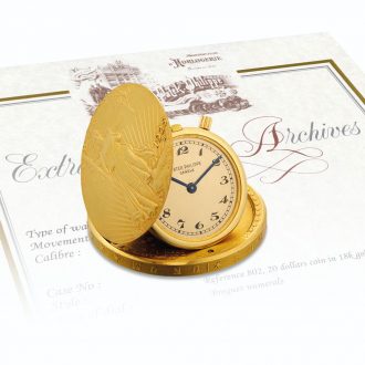 Fine and rare 18K gold Twenty Dollar coin watch Circa 1946