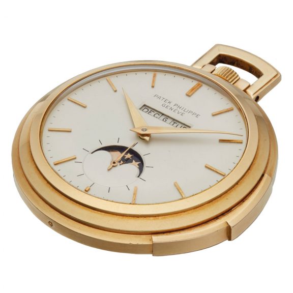 Swiss 18K gold repeating lever with linear calendar Circa 1959 Swiss 18K gold repeating lever with linear calendar Circa 1959