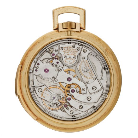 Swiss 18K gold repeating lever with linear calendar Circa 1959 Swiss 18K gold repeating lever with linear calendar Circa 1959