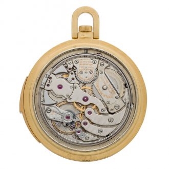 Swiss 18K gold lever with linear calendar and power reserve Circa 1921
