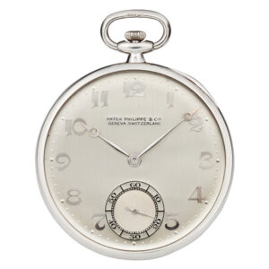 Swiss platinum open faced lever watch with fob Circa 1925