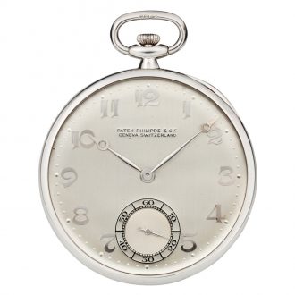 Swiss platinum open faced lever watch with fob Circa 1925