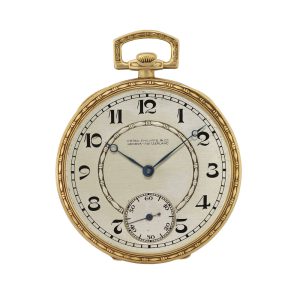 Swiss 18 carat gold open faced keyless lever watch Circa 1920