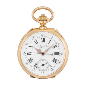 French 18K gold open faced lever chronograph Circa 1895