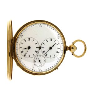English gold two time zone hunting cased watch Circa 1850