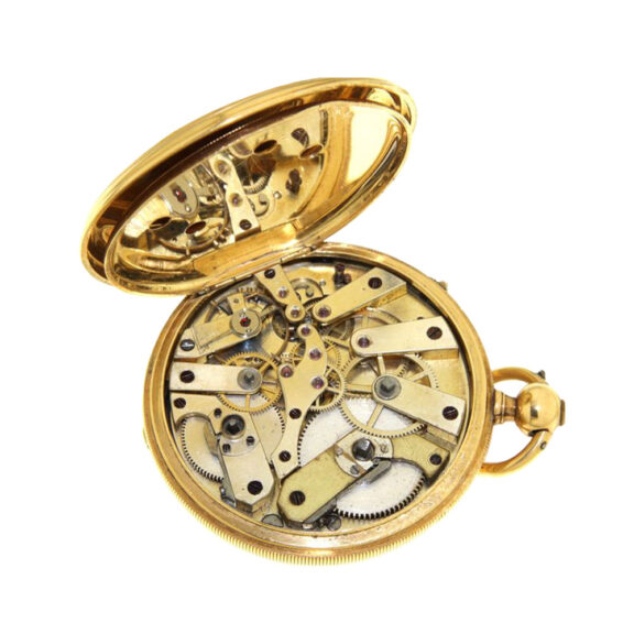 English gold two time zone hunting cased watch Circa 1850 English gold two time zone hunting cased watch Circa 1850