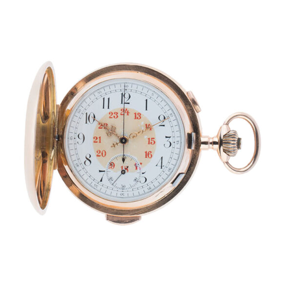 Swiss 14K gold minute repeating chronograph watch Circa 1900