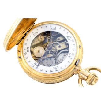 Fine Swiss 18k gold dual dial full hunter Circa 1801-1899 Fine Swiss 18k gold dual dial full hunter Circa 1801-1899
