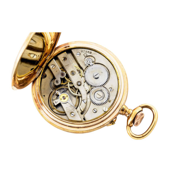 Swiss gold metal lever with jumping hours Circa 1880-1900 Swiss gold metal lever with jumping hours Circa 1880-1900