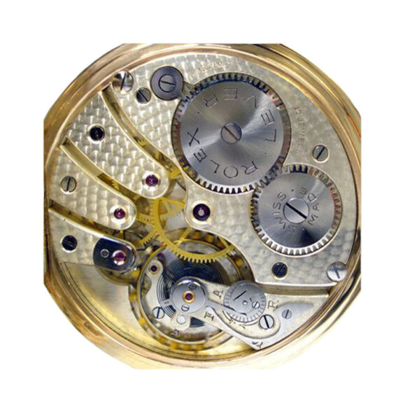 Swiss gold open faced lever watch by Rolex Circa 1924 Swiss gold open faced lever watch by Rolex Circa 1924