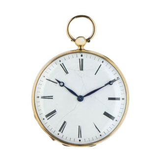 Rare Swiss 18k gold open faced cylinder watch Circa 1860