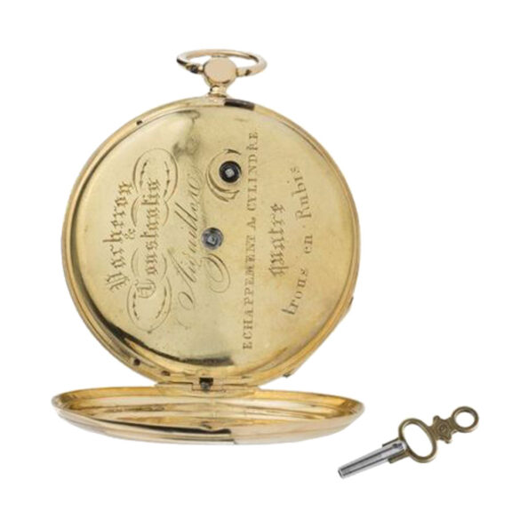 Rare Swiss 18k gold open faced cylinder watch Circa 1860 Rare Swiss 18k gold open faced cylinder watch Circa 1860