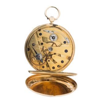Rare Swiss 18k gold open faced cylinder watch Circa 1860