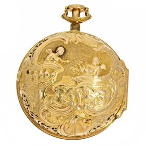 20 Carat gold repoussé verge pocket watch repeater Circa 1700