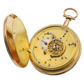 Erotic Swiss gold quarter repeater with jacquemart Circa 1800