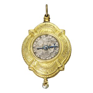 German cartouche-shaped single-handed pendant watch Circa 1590